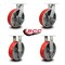 Service Caster 12'' Heavy Duty Red Poly on Cast Iron Wheel Caster Set 2 Brakes 2 Rigid, 4PK CRAN-SCC-KP92S1230-PUR-RS-SLB-2-R-2 - alternate 6